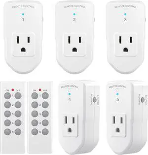 BN-LINK Wireless Remote Control Outlet Electrical Switch for Lights, Fans, Christmas Lights, Small Appliance, 100ft Long Range White (Learning Code, 5Rx-2Tx) 1200W/10A, ETL & FCC Certified BN-LINK Wireless Remote Control Outlet Electrical Switch for Lights, Fans, Christmas Lights, Small Appliance, 100ft Long Range White (Learning Code, 5Rx-2Tx) 1200W/10A, ETL & FCC Certified