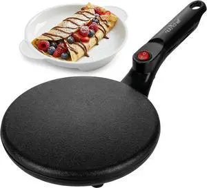 Nutrichef Electric Crepe Maker | 8-inch Nonstick Cooktop with On/Off Switch | Cooks Roti, Tortillas & Pancakes | Automatic Temperature Control & Cool Touch Handle | Includes Food Bowl, Whisk & Spatula Nutrichef Electric Crepe Maker | 8-inch Nonstick Cooktop with On/Off Switch | Cooks Roti, Tortillas & Pancakes | Automatic Temperature Control & Cool Touch Handle | Includes Food Bowl, Whisk & Spatula