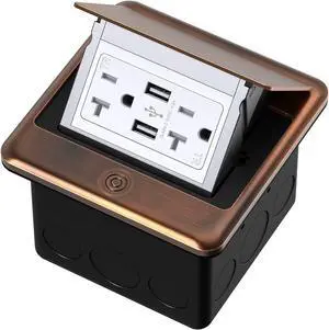 4.8A USB Chargers Pop Up Floor Waterproof Electrical Outlet Receptacle Stainless Steel Box, (Bronze) 4.8A USB Chargers Pop Up Floor Waterproof Electrical Outlet Receptacle Stainless Steel Box, (Bronze)