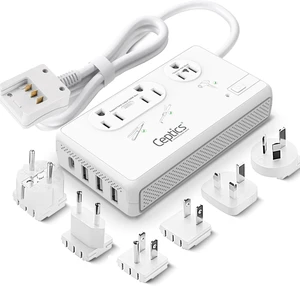 Ceptics Voltage Converter, 200W + 2000W, 4 USB Ports, 6 SWadAPt Plugs | QC 3.0 fast charging. 2000W & 200W outlets. Includes Type A/B/C/E/F/G/I plugs for worldwide travel. Ceptics Voltage Converter, 200W + 2000W, 4 USB Ports, 6 SWadAPt Plugs | QC 3.0 fast charging. 2000W & 200W outlets. Includes Type A/B/C/E/F/G/I plugs for worldwide travel.