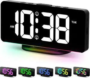 7" Slim Digital Alarm Clock with Colorful Night Light,Black | LED Large Display,Volume/Color Adjustable, USB-C Charger Port, 12/24H, Bedroom Decor 7" Slim Digital Alarm Clock with Colorful Night Light,Black | LED Large Display,Volume/Color Adjustable, USB-C Charger Port, 12/24H, Bedroom Decor