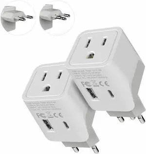 Ceptics Brazil Travel Plug Set - with USB-A + USB-C + USA Socket Input - Type C and Type N- Ultra Compact - Safe Grounded Perfect for Cell Phones, Laptops, Camera Chargers Ceptics Brazil Travel Plug Set - with USB-A + USB-C + USA Socket Input - Type C and Type N- Ultra Compact - Safe Grounded Perfect for Cell Phones, Laptops, Camera Chargers