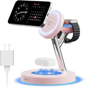3 in 1 MagSafe Wireless Charger Stand for iPhone Apple Watch AirPods | Adjustable Blue Ambient Light,15W Magnetic Charging Station for iPhone 17 16 15 14 13 12 Series Wireless Charging Station 3 in 1 MagSafe Wireless Charger Stand for iPhone Apple Watch AirPods | Adjustable Blue Ambient Light,15W Magnetic Charging Station for iPhone 17 16 15 14 13 12 Series Wireless Charging Station