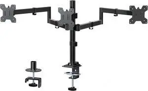 WALI Adjustable Triple Monitor Mount for 13-27 inch Screens, 22 lbs per Arm | 3 Monitor Desk Mount, Full Motion with Tilt, Swivel, Rotation, C-Clamp & Grommet Base, VESA 75/100mm (M003S), Black WALI Adjustable Triple Monitor Mount for 13-27 inch Screens, 22 lbs per Arm | 3 Monitor Desk Mount, Full Motion with Tilt, Swivel, Rotation, C-Clamp & Grommet Base, VESA 75/100mm (M003S), Black