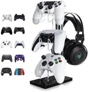 OAPRIRE Controller Stand Headset Stand, 3 Tier Acrylic Gaming Controller Holder Compatible with PS4, PS5, PC, Xbox, Universal Design (Black) OAPRIRE Controller Stand Headset Stand, 3 Tier Acrylic Gaming Controller Holder Compatible with PS4, PS5, PC, Xbox, Universal Design (Black)