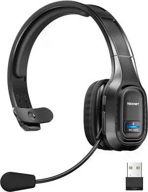 TECKNET Trucker Bluetooth Headset, AI Noise Canceling Mic, Wireless On-Ear | AI Noise Canceling Mic reduces background noise for clear calls. Wireless hands-free headset for truckers and office use. TECKNET Trucker Bluetooth Headset, AI Noise Canceling Mic, Wireless On-Ear | AI Noise Canceling Mic reduces background noise for clear calls. Wireless hands-free headset for truckers and office use.