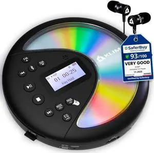 KLIM Discover - Portable CD Player with Long-Lasting Battery - New - with Headphones - Radio FM - Compatible MP3 CD Player Portable - SD Card, FM Transmitter, Bluetooth - Ideal for Cars KLIM Discover - Portable CD Player with Long-Lasting Battery - New - with Headphones - Radio FM - Compatible MP3 CD Player Portable - SD Card, FM Transmitter, Bluetooth - Ideal for Cars