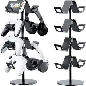 Controller Holder 4 Tier,Headphone Stand for Xbox PS5 PS4 | Classical "W" shape,Adjustable,Gamepads and headset storage,For Gamer,Black,Stable,Gaming gift Controller Holder 4 Tier,Headphone Stand for Xbox PS5 PS4 | Classical "W" shape,Adjustable,Gamepads and headset storage,For Gamer,Black,Stable,Gaming gift