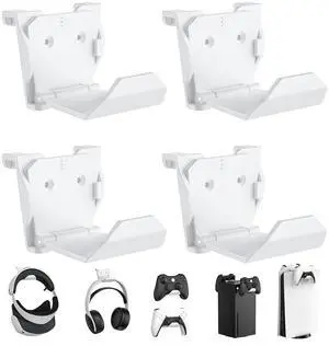 KUNSLUCK 4 Pack Controller Wall Mount for PS5, Xbox, Switch Controller, Wall Mount Stand for Controller&Headset, Adhesive/Screws Installation (White) KUNSLUCK 4 Pack Controller Wall Mount for PS5, Xbox, Switch Controller, Wall Mount Stand for Controller&Headset, Adhesive/Screws Installation (White)