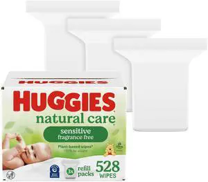 Huggies Natural Care Sensitive Baby Wipes, Unscented, Hypoallergenic, 99% Purified Water, 3 Refill Packs (528 Wipes Total) Huggies Natural Care Sensitive Baby Wipes, Unscented, Hypoallergenic, 99% Purified Water, 3 Refill Packs (528 Wipes Total)