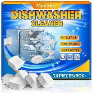 24 Pack Dishwasher Cleaner and Deodorizer Tablets Natural Heavy Duty Deep Cleaning Descaler pods, Compatible with All Dish washer Models, Removes Limescale Grease& Odor, Septic Safe(1-Year Supply) 24 Pack Dishwasher Cleaner and Deodorizer Tablets Natural Heavy Duty Deep Cleaning Descaler pods, Compatible with All Dish washer Models, Removes Limescale Grease& Odor, Septic Safe(1-Year Supply)