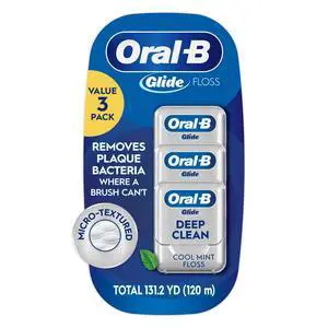 Oral-B Glide Deep Clean Cool Mint Dental Floss, Value 3 Pack (40m Each) Oral-B Glide Deep Clean Cool Mint Dental Floss, Value 3 Pack (40m Each)