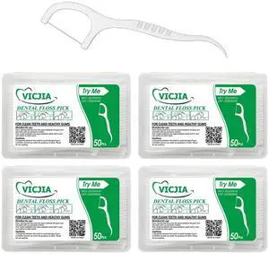 VICJIA Tooth Floss Picks Unflavored Dental Floss for Teeth Tooth Picks Flossers,200 Count Floss Sticks for car,Home Tooth Pick Small VICJIA Tooth Floss Picks Unflavored Dental Floss for Teeth Tooth Picks Flossers,200 Count Floss Sticks for car,Home Tooth Pick Small