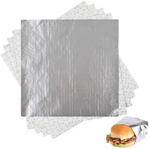 50 Pack Premium Insulated Foil Sandwich Wrap Sheets, 12"x12" Pre-Cut Foil Paper for Hot Dogs, Burgers, Burritos, Food Wrapping, Grease-Resistant and Waterproof, Heat & Cold Insulation for Freshness 50 Pack Premium Insulated Foil Sandwich Wrap Sheets, 12"x12" Pre-Cut Foil Paper for Hot Dogs, Burgers, Burritos, Food Wrapping, Grease-Resistant and Waterproof, Heat & Cold Insulation for Freshness