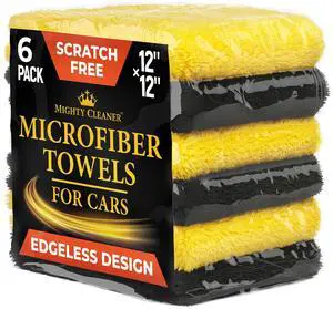 Super Soft Microfiber Towels for Cars - Edgeless - 6pk (12x12) - Premium Scratch-Free Towel - Great for Drying, Detailing, Polishing, Buffing - Ultra Absorbent Microfiber Cleaning Cloths for Car Super Soft Microfiber Towels for Cars - Edgeless - 6pk (12x12) - Premium Scratch-Free Towel - Great for Drying, Detailing, Polishing, Buffing - Ultra Absorbent Microfiber Cleaning Cloths for Car