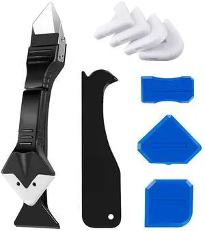 King&Charles Silicone Caulking Tool Kit, 3 in 1 Caulk Remover & Grout Removal Tool, with 4pc Glass Glue Angle Scraper King&Charles Silicone Caulking Tool Kit, 3 in 1 Caulk Remover & Grout Removal Tool, with 4pc Glass Glue Angle Scraper