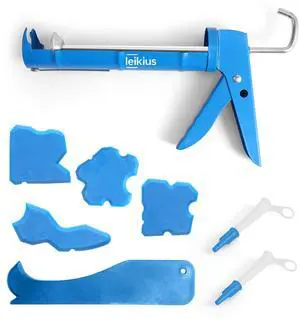 Caulk Gun Kit Smooths No-drip Silicone Caulking Gun and Caulking Tools, Sealant Tools Grout Scraper For Kitchen Bathroom Sink Joint,With Gift Box Works 10OZ Tubes blue Caulk Gun Kit Smooths No-drip Silicone Caulking Gun and Caulking Tools, Sealant Tools Grout Scraper For Kitchen Bathroom Sink Joint,With Gift Box Works 10OZ Tubes blue