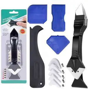 11Pcs Caulking Tools, 3 in 1 Silicone Caulking Finishing Tool Kit(Stainless Steelhead), Reuse and Replace 5 Silicone Pads, Sealant Caulk for Kitchen Bathroom Window, Sink Joint 11Pcs Caulking Tools, 3 in 1 Silicone Caulking Finishing Tool Kit(Stainless Steelhead), Reuse and Replace 5 Silicone Pads, Sealant Caulk for Kitchen Bathroom Window, Sink Joint