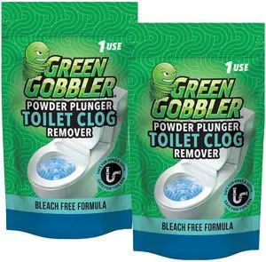 Green Gobbler POWDER PLUNGER Toilet Bowl Clog Remover - 2 Pack Net WT 16.5 oz Green Gobbler POWDER PLUNGER Toilet Bowl Clog Remover - 2 Pack Net WT 16.5 oz