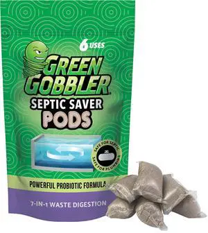 Green Gobbler Septic Tank Enzyme Treatment Packets, 6 Month Supply - Powerful & Natural Bacteria to Prevent Costly Septic Issues, Back-Ups Green Gobbler Septic Tank Enzyme Treatment Packets, 6 Month Supply - Powerful & Natural Bacteria to Prevent Costly Septic Issues, Back-Ups