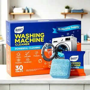 Botare Washing Machine Cleaner tablets, 30 Count - 15 Month Supply, Deep Cleaning Deodorizer for HE Front & Top Loader Laundry Washer, Cleans Inside Drum Pump Valve Hoses, Septic Safe, Lemon Secent Botare Washing Machine Cleaner tablets, 30 Count - 15 Month Supply, Deep Cleaning Deodorizer for HE Front & Top Loader Laundry Washer, Cleans Inside Drum Pump Valve Hoses, Septic Safe, Lemon Secent