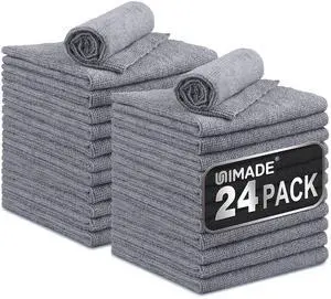 UNIMADE Microfiber Cleaning Cloth, 24 Pack Reusable Microfiber Towels for Cars Lint Free Cleaning Shop Towel Rags for Home Kitchen Automotive Bar Mechanic Restaurant Garage, 11"x 12", Grey UNIMADE Microfiber Cleaning Cloth, 24 Pack Reusable Microfiber Towels for Cars Lint Free Cleaning Shop Towel Rags for Home Kitchen Automotive Bar Mechanic Restaurant Garage, 11"x 12", Grey