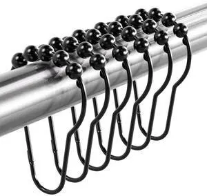 Titanker Shower Curtain Rings Hooks, Rust-Resistant Metal Shower Curtain Hooks for Bathroom Shower Rods Shower Hooks Shower Rings for Curtain - Set of 12, Matte Black Titanker Shower Curtain Rings Hooks, Rust-Resistant Metal Shower Curtain Hooks for Bathroom Shower Rods Shower Hooks Shower Rings for Curtain - Set of 12, Matte Black