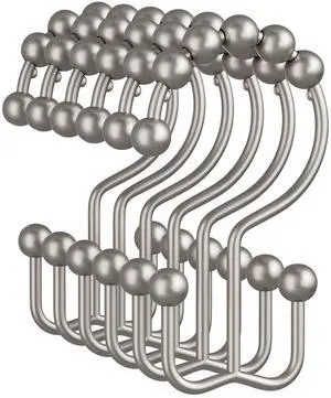 Amazer Shower Curtain Rings, Rust-Resistant Metal Double Shower Hooks for Curtain Rolling Shower Curtain Hooks Rings Shower Rings for Bathroom Shower Curtain Rod, Matte Nickel, Set of 12 Rings Amazer Shower Curtain Rings, Rust-Resistant Metal Double Shower Hooks for Curtain Rolling Shower Curtain Hooks Rings Shower Rings for Bathroom Shower Curtain Rod, Matte Nickel, Set of 12 Rings