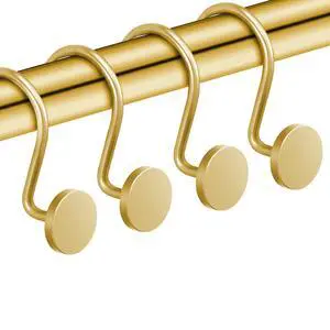 CHICTIE Gold Shower Curtain Hooks, Rustproof Shower Curtain Rings for Bathroom, Metal Shower Hooks for Shower Curtain Rod, Modern Decorative Shower Curtain Hangers Set of 12, Round Heavy Duty Design CHICTIE Gold Shower Curtain Hooks, Rustproof Shower Curtain Rings for Bathroom, Metal Shower Hooks for Shower Curtain Rod, Modern Decorative Shower Curtain Hangers Set of 12, Round Heavy Duty Design