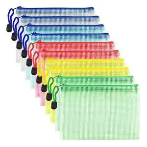 AUSTARK 10 Pcs Zipper File Bags, Waterproof Plastic Mesh Pouch for Office School, Board Game Storage Bags (B6 Size 7.6''x5.3'', Multicolored) AUSTARK 10 Pcs Zipper File Bags, Waterproof Plastic Mesh Pouch for Office School, Board Game Storage Bags (B6 Size 7.6''x5.3'', Multicolored)