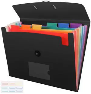 7 Pocket Accordian File Folders, Expanding File Folder A4 Letter Size Paper Portable Document Organizer-Black 7 Pocket Accordian File Folders, Expanding File Folder A4 Letter Size Paper Portable Document Organizer-Black