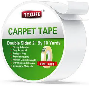 YYXLIFE Double Sided Removable Rug Tape - Carpet Adhesive for Hardwood Floors,Non Slip Anti Curling Floor Tape for Area Rugs,Mats,Carpets - No Residue Strong Hold for Tile, 2Inch x 10Yards,White YYXLIFE Double Sided Removable Rug Tape - Carpet Adhesive for Hardwood Floors,Non Slip Anti Curling Floor Tape for Area Rugs,Mats,Carpets - No Residue Strong Hold for Tile, 2Inch x 10Yards,White