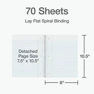 Oxford Spiral Notebooks, 2 Pack, 1 Subject, College Ruled Notebooks for School, 8 x 10.5 Inches, 70 Sheets, Assorted Colors, Back to School Supplies (1002522) Oxford Spiral Notebooks, 2 Pack, 1 Subject, College Ruled Notebooks for School, 8 x 10.5 Inches, 70 Sheets, Assorted Colors, Back to School Supplies (1002522)