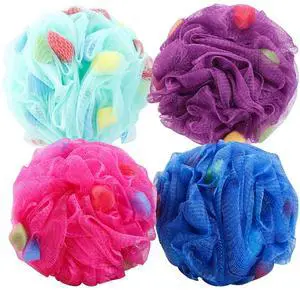 BTYMS Premium Mesh Poufs (65g/pcs) Bath Sponges Shower Loofahs Exfoliating Shower Puff - Great for Body Wash Pack of 4 BTYMS Premium Mesh Poufs (65g/pcs) Bath Sponges Shower Loofahs Exfoliating Shower Puff - Great for Body Wash Pack of 4