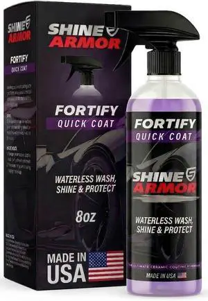 SHINE ARMOR Fortify Quick Coat - 8oz Ceramic Waterless Detailer Spray | 3-in-1 Wash, Wax & Nano-Ceramic Coating | Mirror Shine, Zero Streaks, No Dust Residue | 6-12 Month Protection | Made in USA SHINE ARMOR Fortify Quick Coat - 8oz Ceramic Waterless Detailer Spray | 3-in-1 Wash, Wax & Nano-Ceramic Coating | Mirror Shine, Zero Streaks, No Dust Residue | 6-12 Month Protection | Made in USA