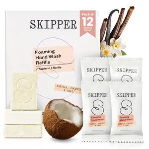 Tirtyl Skipper Foaming Hand Soap Tablet Refills - 12 Pack - 96 fl oz total (12x 8 fl oz) - Rebranded - Compostable Packaging - Vanilla, Coconut & Chai Tirtyl Skipper Foaming Hand Soap Tablet Refills - 12 Pack - 96 fl oz total (12x 8 fl oz) - Rebranded - Compostable Packaging - Vanilla, Coconut & Chai