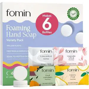 FOMIN Foaming Hand Soap Tablet Refills (6 Count) - Makes 48 fl oz (6 x 8 fl oz) - Variety Pack - Foaming Hand Soap Tablets, Sustainable Soap Tablets for Hand Wash FOMIN Foaming Hand Soap Tablet Refills (6 Count) - Makes 48 fl oz (6 x 8 fl oz) - Variety Pack - Foaming Hand Soap Tablets, Sustainable Soap Tablets for Hand Wash