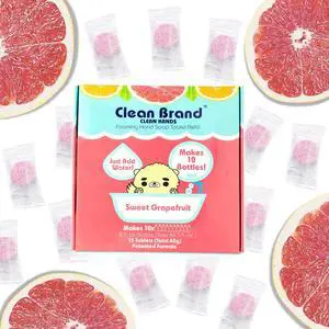 Clean Brand Foaming Hand Soap Tablet Refill Box - 15 pack | 84.5 fl oz - Sweet Grapefruit scent - You won't believe it's not liquid (makes up to 10 bottles) - For Foaming Bottles Only Clean Brand Foaming Hand Soap Tablet Refill Box - 15 pack | 84.5 fl oz - Sweet Grapefruit scent - You won't believe it's not liquid (makes up to 10 bottles) - For Foaming Bottles Only
