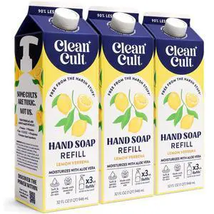 Cleancult Liquid Hand Soap Refills - Lemon Verbena - Moisturizes Dry & Sensitive Skin - Made with Aloe Vera & Essential Oils - Eco Friendly - Paper-Based Packaging - 32 oz/3 Pack Cleancult Liquid Hand Soap Refills - Lemon Verbena - Moisturizes Dry & Sensitive Skin - Made with Aloe Vera & Essential Oils - Eco Friendly - Paper-Based Packaging - 32 oz/3 Pack