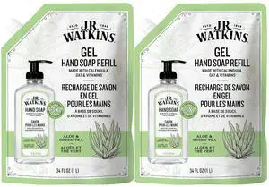 J.R. Watkins Gel Hand Soap Refill, Moisturizing Hand Wash, Formulated with Plant-Based Cleansers, Alcohol-Free, Cruelty-Free, Aloe & Green Tea, 34 Fl Oz, 2 Pack J.R. Watkins Gel Hand Soap Refill, Moisturizing Hand Wash, Formulated with Plant-Based Cleansers, Alcohol-Free, Cruelty-Free, Aloe & Green Tea, 34 Fl Oz, 2 Pack