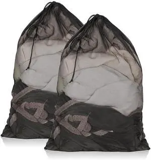 2 Pack Mesh Laundry Bags, 23 x 34 Inches Heavy Duty Mesh Laundry Bag, Large Laundry Drawstring Bag for College, Dorm, Travel, Family and Apartment Dwellers, Black 2 Pack Mesh Laundry Bags, 23 x 34 Inches Heavy Duty Mesh Laundry Bag, Large Laundry Drawstring Bag for College, Dorm, Travel, Family and Apartment Dwellers, Black