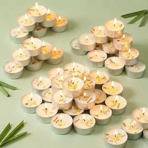 Lemongrass Scented Tealight Candles Outdoor, 64 Pack - 4-Hour White Tea Lights, 100% Natural Palm Wax Tea Lights Candle, Paraffin-Free, Citronella Scented Votive Candles for Indoor/Outdoor Use Lemongrass Scented Tealight Candles Outdoor, 64 Pack - 4-Hour White Tea Lights, 100% Natural Palm Wax Tea Lights Candle, Paraffin-Free, Citronella Scented Votive Candles for Indoor/Outdoor Use