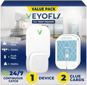 VEYOFLY Fruit Fly Traps for Indoors (1 Device + 2 Refills), Gnat Trap Indoor Plug in, Bug Traps, Flying Insect Trap, Gnat Traps for House Indoor, Fly Trap Indoor for Home Bug Light, Gnats Catcher VEYOFLY Fruit Fly Traps for Indoors (1 Device + 2 Refills), Gnat Trap Indoor Plug in, Bug Traps, Flying Insect Trap, Gnat Traps for House Indoor, Fly Trap Indoor for Home Bug Light, Gnats Catcher