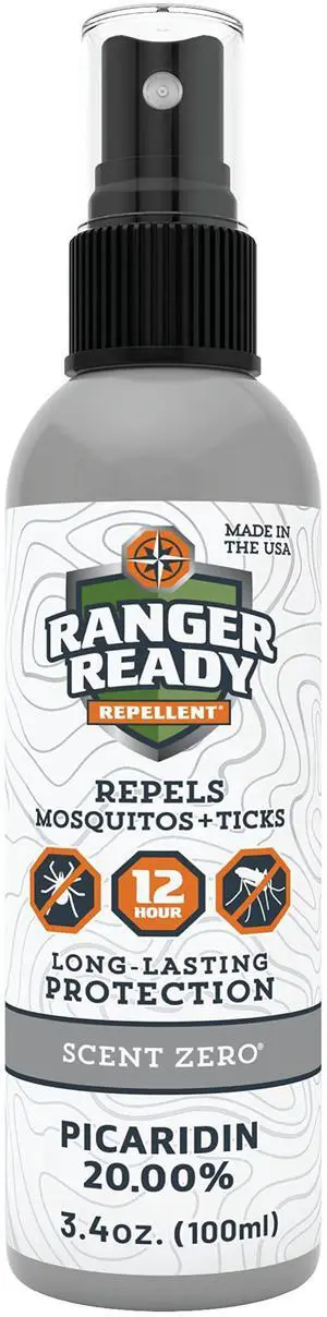 Ranger Ready Repellents Picaridin Insect Repellent Spray - Mosquito Repellent and Tick, Scent Zero, Travel Size Bug Spray (3.4 oz, Pack of 1) Ranger Ready Repellents Picaridin Insect Repellent Spray - Mosquito Repellent and Tick, Scent Zero, Travel Size Bug Spray (3.4 oz, Pack of 1)
