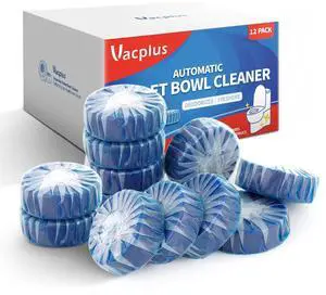 Vacplus Automatic Toilet Bowl Cleaner Tablets, Drop-In Tank Cleaner for Bathroom, Prevent Stains & Deodorize, Long-Lasting Cleaning Tabs, Easy-Use Freshener for Bowl & Tank, 12 Pack Vacplus Automatic Toilet Bowl Cleaner Tablets, Drop-In Tank Cleaner for Bathroom, Prevent Stains & Deodorize, Long-Lasting Cleaning Tabs, Easy-Use Freshener for Bowl & Tank, 12 Pack