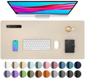 Non-Slip PU Leather Waterproof Laptop Desk Pad Protector, Blotter Mat, Writing and Mouse Pad for Office & Home, Beige, 23.6" x 13.7" Non-Slip PU Leather Waterproof Laptop Desk Pad Protector, Blotter Mat, Writing and Mouse Pad for Office & Home, Beige, 23.6" x 13.7"
