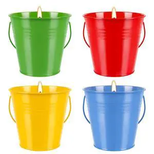 4 Pack 12oz Citronella Scented Candles, Colorful Metal Bucket Candles with Handle, Smokeless Clean Burning Candles for Home, Patio, Camping & Outdoor Gatherings 4 Pack 12oz Citronella Scented Candles, Colorful Metal Bucket Candles with Handle, Smokeless Clean Burning Candles for Home, Patio, Camping & Outdoor Gatherings