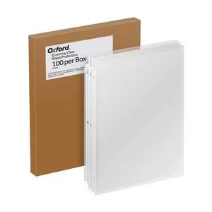 Oxford Sheet Protectors, 100 Pack, Letter Size (8.5 x 11), Heavy Duty Clear Sheet Protectors for 3 Ring Binder, Top Loading, Reinforced Holes, Non-Stick, for School and Office, Made in USA Oxford Sheet Protectors, 100 Pack, Letter Size (8.5 x 11), Heavy Duty Clear Sheet Protectors for 3 Ring Binder, Top Loading, Reinforced Holes, Non-Stick, for School and Office, Made in USA