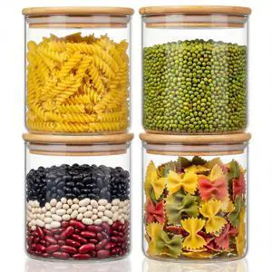 HomArtist 21oz - 4 Pack Glass Jars with Bamboo Lids, Glass Food Storage Containers with Airtight Lids, Air Tight Pantry Storage Containers for Coffee, Sugar, Spice, Meal Prep Jars for Salad & Fruit HomArtist 21oz - 4 Pack Glass Jars with Bamboo Lids, Glass Food Storage Containers with Airtight Lids, Air Tight Pantry Storage Containers for Coffee, Sugar, Spice, Meal Prep Jars for Salad & Fruit