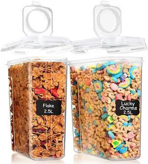 Shazo 2 Pack (15.4 Oz Cereal Capacity) Small Airtight Cereal Containers Storage with Lids, Perfect Space Saving BPA-Free Plastic Container, Pantry Organization and Canister for Rice, Sugar & Flour Shazo 2 Pack (15.4 Oz Cereal Capacity) Small Airtight Cereal Containers Storage with Lids, Perfect Space Saving BPA-Free Plastic Container, Pantry Organization and Canister for Rice, Sugar & Flour
